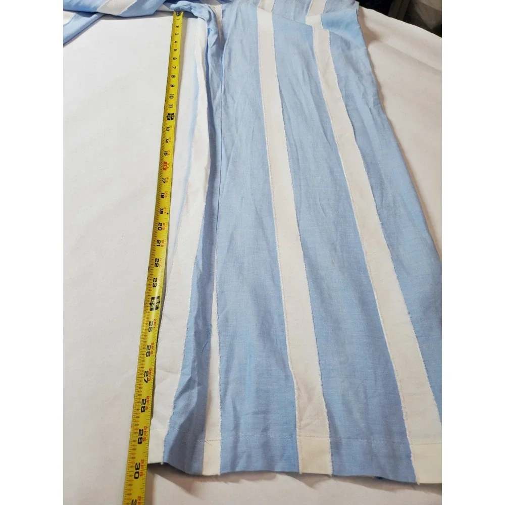 Skies Are Blue NEW Womens Medium Jumpsuit Wide-Leg‎ Striped Blue White  Vacation